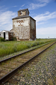 Oldest remaining wooden grain elevator in Canada at Fleming, Saskatchewan, Canada