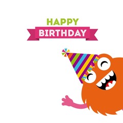 monster characters in birthday party vector illustration design