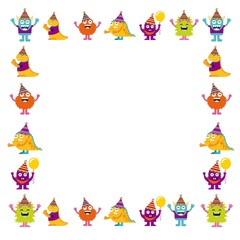 Fototapeta premium monster characters in birthday party vector illustration design
