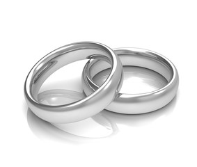 silver wedding rings concept  3d illustration