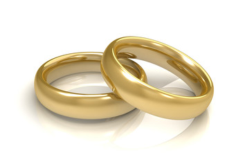 golden wedding rings concept  3d illustration