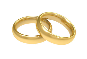 golden wedding rings concept  3d illustration