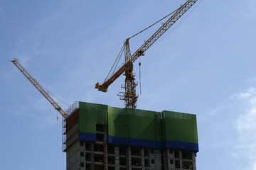 Construction site with tower cranes