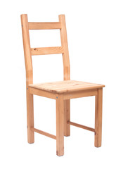 Pine wood chair separated on white background