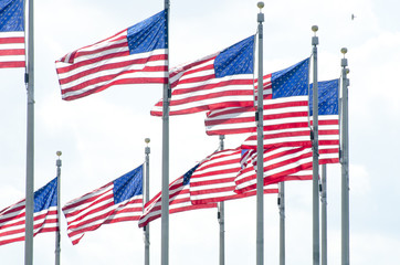 Flags at the Washington Monument in Washington, DC