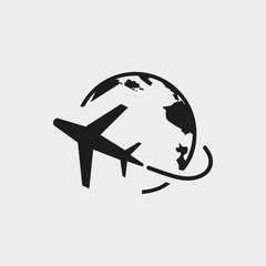 Plane Globe Icon stock vector illustration flat design