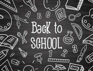 Seamless blackboard background with drawings