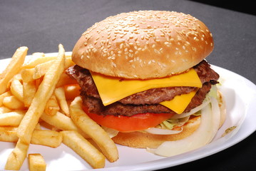 double cheese burger & french fries