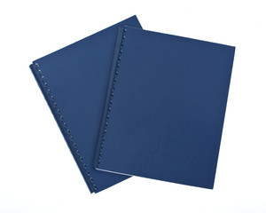 Organizing your office, blue folders separated on white background