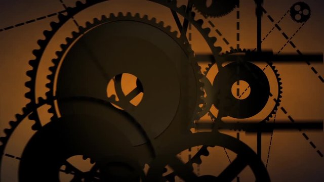 Gears and Pinions. A mechanical steam punk feel to introduce your videos or image. It has a separate alpha channel or matte clip so you can use it as a foreground clip.
