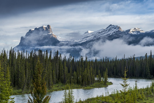 Castle Mountain and the Bow River, Banff National Park, Alberta, Canada