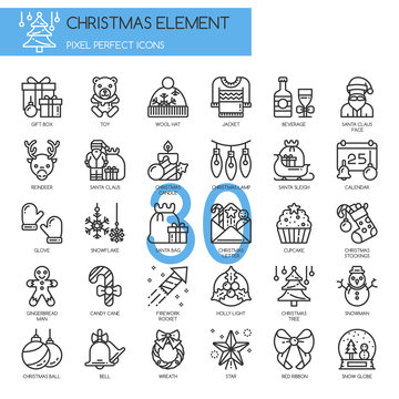 Christmas Element , Thin Line and Pixel Perfect Icons