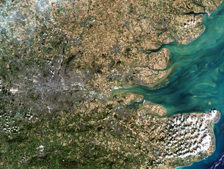 London from Landsat satellite. Elements of this image furnished