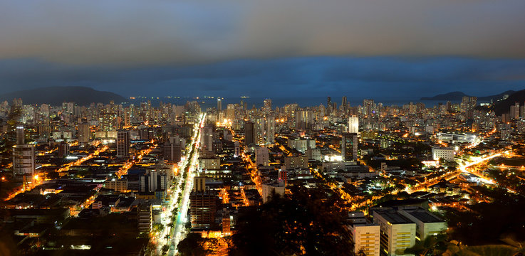 Panoramic Night view of Santos