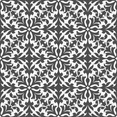 Damask floral seamless pattern with gray foliage
