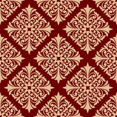 Floral seamless pattern with damask ornament