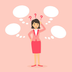 Confuse Woman Cartoon Vector Bubble Speech
