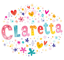 Claretta girls name decorative lettering type design