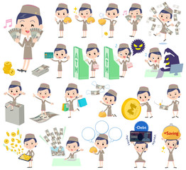 Cabin attendant blue woman money