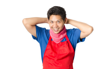 Fototapeta premium The man ready to cleaning, isolated on white background