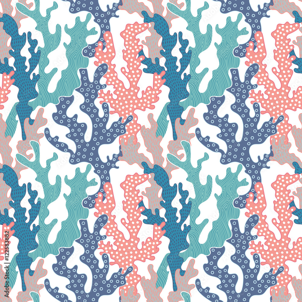 Poster colorful corals seamless pattern. vector background