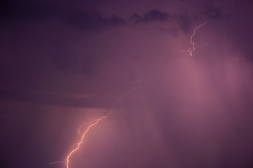 Naklejka na ściany i meble Summer storm with thunder, lightnings and rain.