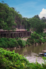 Fototapeta na wymiar Death railway, over the Kwai Noi River at Krasae cave, built during World War II,Kanchanaburi Thailand