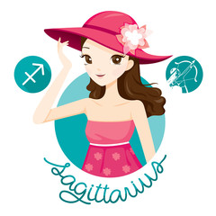 Woman With Sagittarius Zodiac Sign, Astrological, Constellation, Beauty, Female, Western, Fortunetelling, Lifestyle