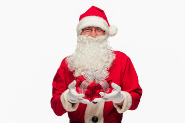Santa Claus: Cheerful With Small Stack Of Gifts