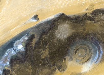 The Richat Structure from Landsat satellite. Elements of this image furnished by NASA - obrazy, fototapety, plakaty