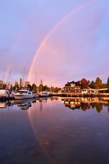 Naklejka na ściany i meble Stunning morning rainbow in Stanley Park, Vancouver