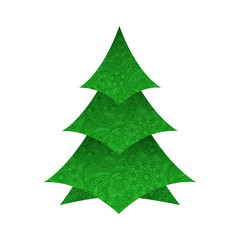 Obraz premium Christmas tree with green arabic paisley pattern. Vector illustration