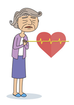 Vector Illustration of Old women having Chest Pain