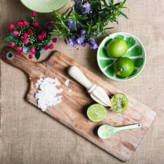 Lime Juice & Zest on a Timber Board