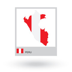 Map of Peru with national flag.