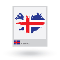 Map of Iceland with national flag.