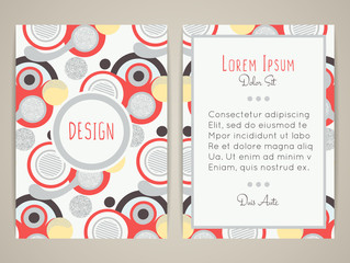 Cover design with abstract geometric pattern. Colorful round shapes. Color flat circles. Retro style. Brochure, invitation, flyer, card or book cover. Size a4. Vector illustration, eps10.