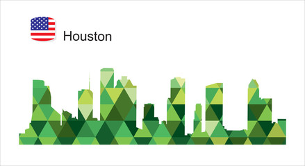 Houston Texas city skyline silhouette. Vector illustration