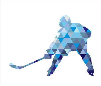 Ice Hockey Player Silhouette on white background