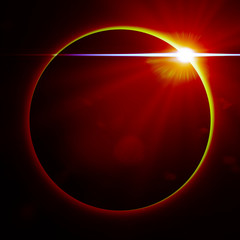 Fototapeta premium exotic planet surrounded by red light