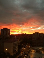 city skyline at dusk