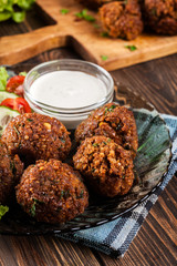 Chickpea falafel balls with vegetables