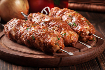 Raw traditional sish kebab