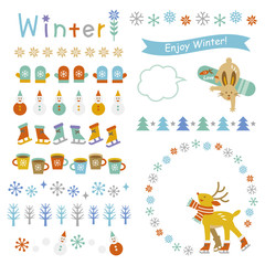 Fototapeta premium Winter frames and decorations