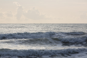 beautiful sea with clear sky and with cloud horizon background