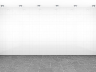 room with white tiles background
