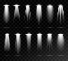 Projection lights sources. Realistic natural interior vector spotlight isolated