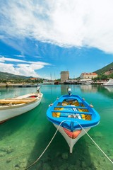 Boats in the harbor in the port town on the Adriatic Sea