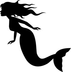 Mermaid silhouette swimming

