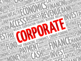 CORPORATE word cloud collage, business concept background